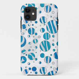 Coques Pour iPhone Polka blanc et bleu Zebra