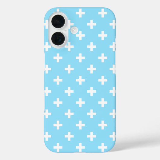 Coques Case-Mate iPhone Polka blanche croise sur bleu bébé (Verso)
