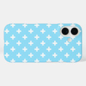 Coques Case-Mate iPhone Polka blanche croise sur bleu bébé (Verso (horizontal))
