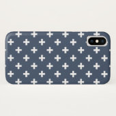 Coques Case-Mate iPhone Polka blanche croise sur bleu-gris (Dos (Horizontal))