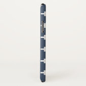 Coques Case-Mate iPhone Polka blanche croise sur bleu-gris (Dos/Droite)