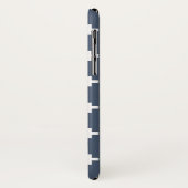 Coques Case-Mate iPhone Polka blanche croise sur bleu-gris (Dos/Gauche)