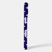 Coques Case-Mate iPhone Polka blanche croise sur bleu marine (Verso / Droite)