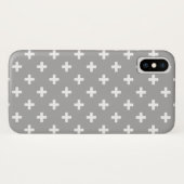 Coques Case-Mate iPhone Polka blanche croise sur gris (Dos (Horizontal))
