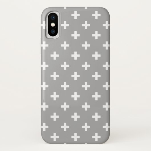 Coques Case-Mate iPhone Polka blanche croise sur gris (Dos)