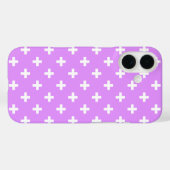 Coques Case-Mate iPhone Polka blanche croise sur lilas (Verso (horizontal))