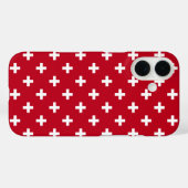 Coques Case-Mate iPhone Polka blanche croise sur rouge (Verso (horizontal))