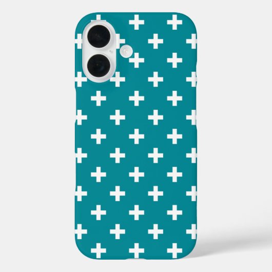 Coques Case-Mate iPhone Polka blanche croise sur turquoise (Verso)