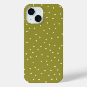 Coque Pour iPhone 15 Polka blanche verte et chaude point désaturé minus