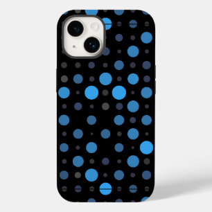 Coque Pour iPhone 14 Polka Dot 01X.Bleu Ombre noir BG