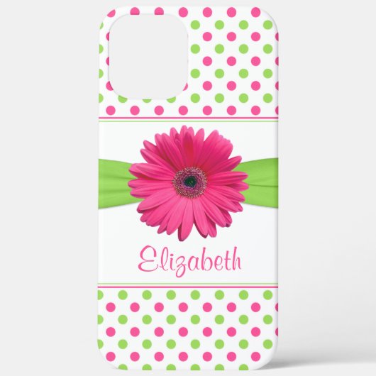 Coques Case-Mate iPhone Polka Dot Gerbera Daisy Rose Green (Verso)