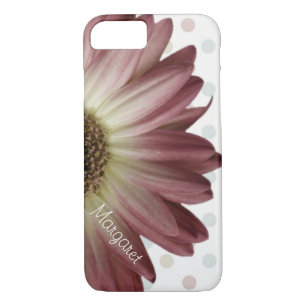 Coque iPhone 8/7 Polka Dot Marsala Vin Daisy Nom Personnalisé