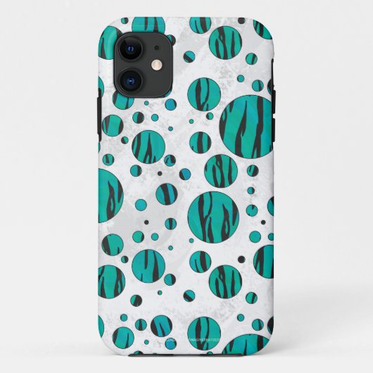 Coques Case-Mate iPhone Polka Dot Tiger noir et Turquoise (Dos)