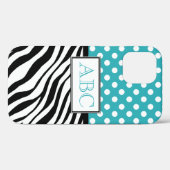 Coques Case-Mate iPhone Polka Dot Turquoise et Zebra Print (Verso (horizontal))