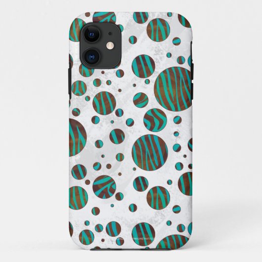 Coques Case-Mate iPhone Polka Dot Zebra Brown et Turquoise (Dos)