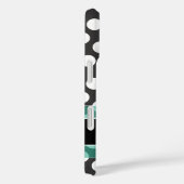 Coques Case-Mate iPhone Polka Motif avec Monogramme - noir turquoise (Verso / Droite)