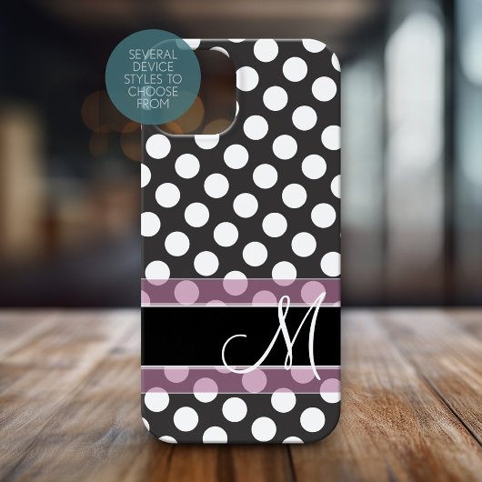 Coques Case-Mate iPhone Polka Motif avec Monogramme - rose et noir