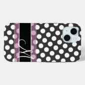 Coques Case-Mate iPhone Polka Motif avec Monogramme - rose et noir (Verso (horizontal))