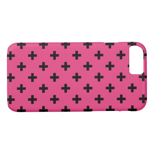 Coques Case-Mate iPhone Polka noire croise sur fuchsia (Dos (Horizontal))