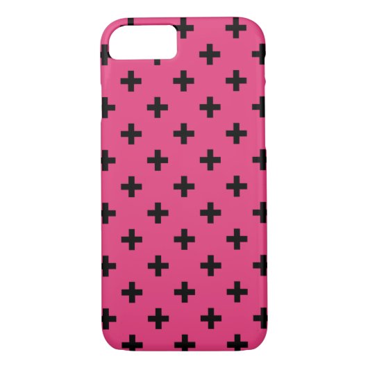 Coques Case-Mate iPhone Polka noire croise sur fuchsia (Dos)