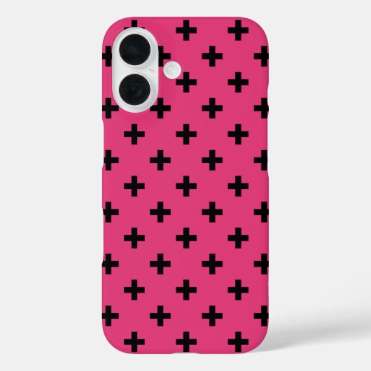 Coques Case-Mate iPhone Polka noire croise sur fuchsia (Verso)