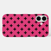 Coques Case-Mate iPhone Polka noire croise sur fuchsia (Verso (horizontal))