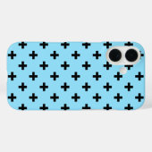 Coques Case-Mate iPhone Polka noire croise sur le bleu bébé (Verso (horizontal))