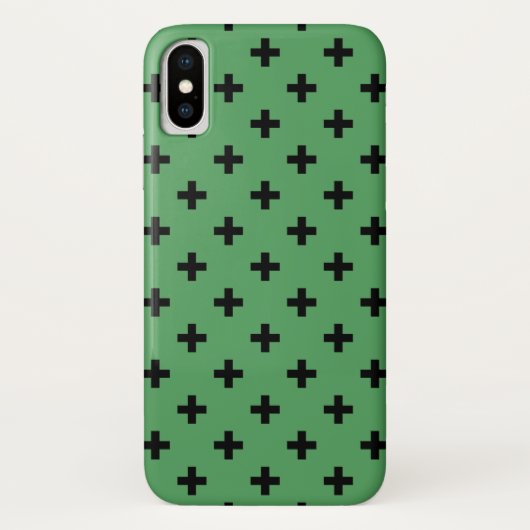 Coques Case-Mate iPhone Polka noire croise sur vert (Dos)