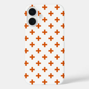 Coques iPhone 16 Polka orange croise sur blanc