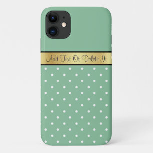Coques Pour iPhone Polka point mignon et jouant sur Peapod Green, Or