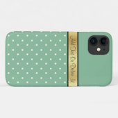 Coques Case-Mate iPhone Polka point mignon et jouant sur Peapod Green, Or (Dos (Horizontal))