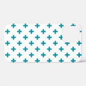 Coques Case-Mate iPhone Polka turquoise croise sur blanc (Verso (horizontal))