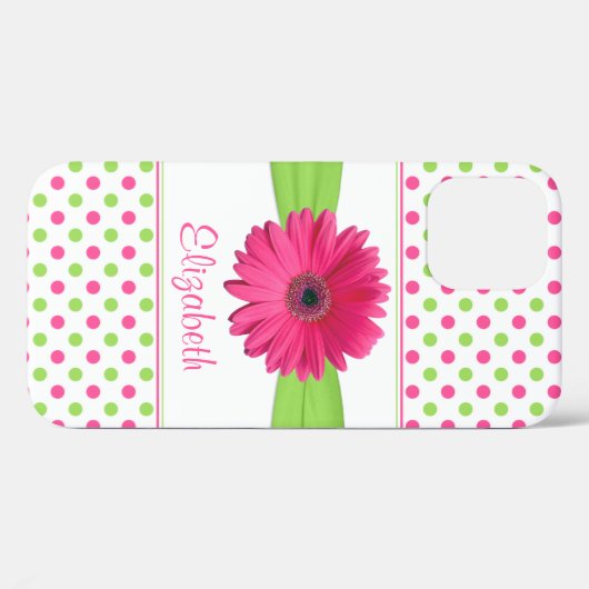 Coques Case-Mate iPhone Polka vert rose Pot Gerbera Daisy (Verso (horizontal))