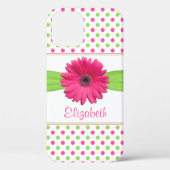Coques Case-Mate iPhone Polka vert rose Pot Gerbera Daisy (Verso)