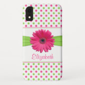 Coques Case-Mate iPhone Polka vert rose Pot Gerbera Daisy (Dos)