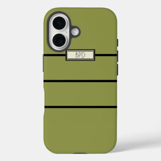 Coques Case-Mate iPhone Polyvalent Moderne Jaune Vert Monogrammé de Style (Verso)