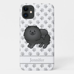Case-Mate iPhone Case Pomeranian Noir Chien de Dessin Animé Mignon & Nom