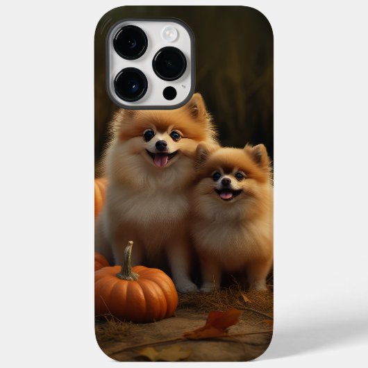 Coques Case-Mate iPhone Poméranien Chiot Automne Citrouille délice (Verso)