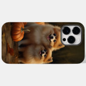Coques Case-Mate iPhone Poméranien Chiot Automne Citrouille délice (Verso (horizontal))