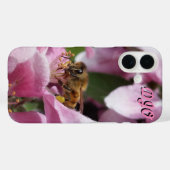 Coques Case-Mate iPhone Pomme de crabe rose avec l'abeille et vos initiale (Verso (horizontal))