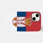 Coques Case-Mate iPhone Pomme patriotique 14 Coque-Mate, drapeau serbe (Verso (horizontal))