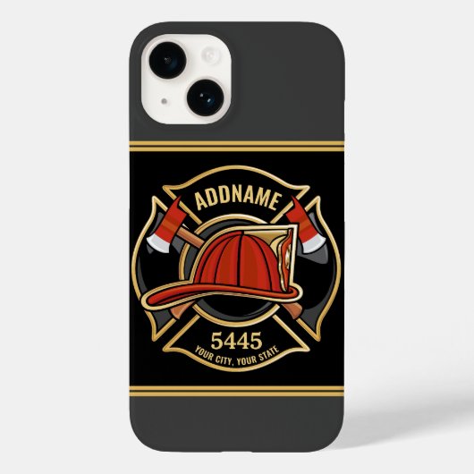 Coques Case-Mate iPhone Pompier AJOUTER LE NOM Insigne du service de pompi (Verso)
