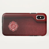Coques Case-Mate iPhone Pompier en cuir imprimé (Dos (Horizontal))
