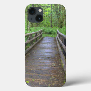 Etui iPhone 13 pont en bois du sentier Maple Glade, fougères et