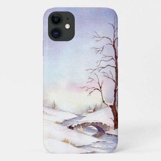Coques Case-Mate iPhone Pont Snowy Aquarelle Paysage Peinture (Dos)