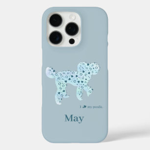 Coques iPhone 16 Pro Poodle Bleue Personnalisée   Cadeau Personnalisé p