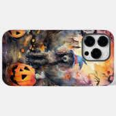 Coques Case-Mate iPhone Poodle d'Halloween avec citrouilles effrayant (Verso (horizontal))