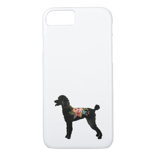 Coques Case-Mate iPhone Poodle Dog Breed Boho Floral Silhouette (Dos)