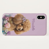 Coques Case-Mate iPhone Poodle violet Floral Amoureux des chiens Design mi (Dos (Horizontal))