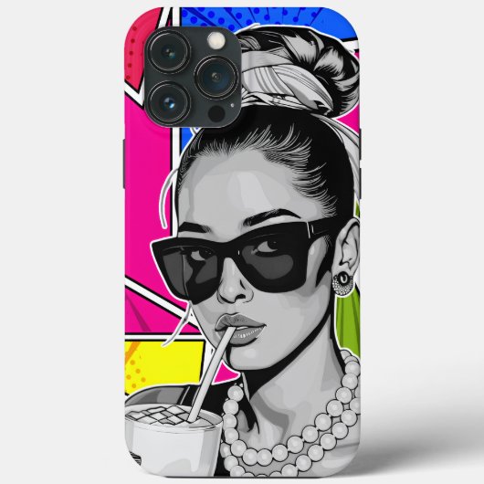 Coques Case-Mate iPhone Pop Art Retrô Mulher Fashion Preto e Branco (Verso)
